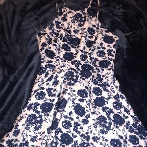 White and blue backless skater dress